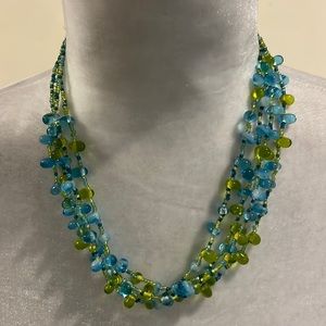 Line/ blue beaded necklace. Worn several times. Listing #7253